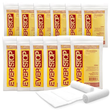 Ever Ready First Aid EverStop First Aid Blood Stopper Compress Multi-Purpose Wound and Trauma Dressing- 12 Pack