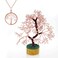 Ever Vibes Rose Quartz Chakra Healing Crystal Gemstone Money Tree with Necklace - Handmade Copper Wire Wrapped Tree of Life Feng Shui Sculpture Figurine for Positive Energy, Luck, Prosperity