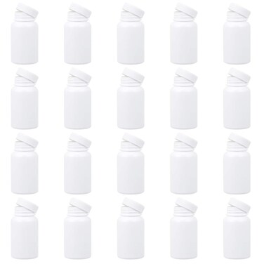 EXCEART 20pcs Empty Pill Bottle Portable Plastic Medicine Holder Container Case for 100ml (White)