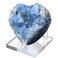 Extra Large Blue Celestite Geode Heart Healing Crystal Stone Collection Mineral Specimen with Stand Home Office Decor 0.4-0.6 Pound