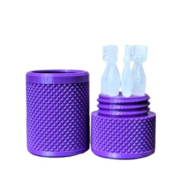 Eye Drop Vials Holder &amp; Storage Case - Securely Store Seven (7) Single-Use Vials - Screw-On Lid, Knurled Pattern - Keep Vials Safe &amp; Organized to Keep Track of Your Daily Usage (Purple)