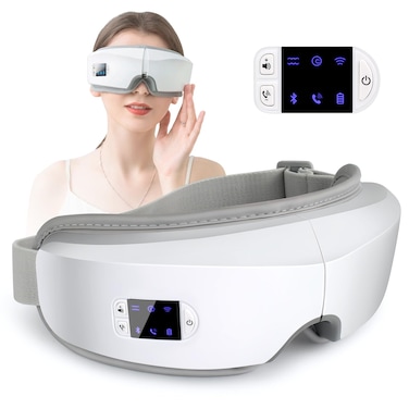 Eye Massager with Heat &amp; Vibration, Christmas Gifts for Women, mon or her, Air Pressure Massager, Foldable Sleep Mask Massager with Bluetooth Music, Eye Care Gift with 5 Massage Modes