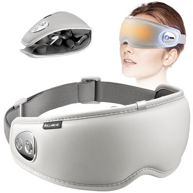 Eye Massager with Heat, 5 Massage Modes, Bluetooth Music, Soft Lightweight Foldable &amp; Portable, IP65 Waterproof Sleep Mask, Gifts for Eye Care Strain Relief and Relaxation