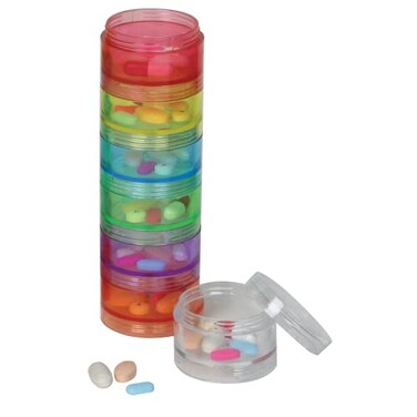 EZY DOSE Weekly (7-Day) Pill Case, Medicine Planner, Vitamin Organizer Box, Medium Detachable Compartments, Easy to Use, Rainbow Colors, BPA Free