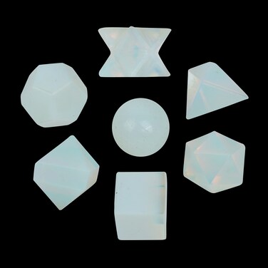 FASHIONZAADI Positive Energy Set, Crystal Cleansing, Opalite Stone, Chakras Stones, Good Luck Decor, Feng Shui, Geometry Stone Set, Chakra Stones, Prosperity Wealth