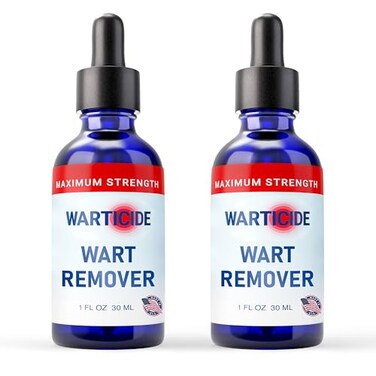 Fast-Acting Wart Remover - Effective Plantar and Genital Wart Removal with Natural Ingredients - Attacks Warts On Contact, Easy Dropper Application (2 Bottles, 1 fl oz Each)