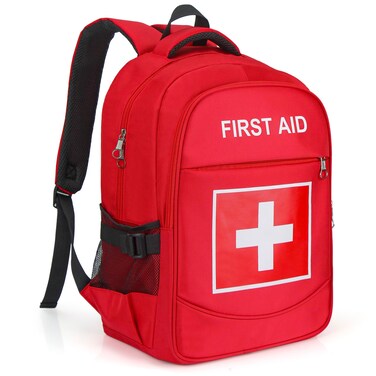 First Aid Backpack with Multi-Pocket, Emergency Medical Backpack, Large Capacity &amp; Water-proof, Empty First Aid Bag for Home Office EMT Paramedics, Red