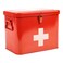 First Aid Kit, First Aid Medicine Supplies Bin - 2-Tier Metal Medicine Storage Tin, Samll First Aid Box with Removable Tray for Home &amp; Workplace Emergency Tool Set - Red