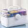 First Aid Storage Containers, 3-Tier Fold Tray Medical Box with Removable Case Family Empty Medication Organizer with Handled for Home, Medical Facility, School - White