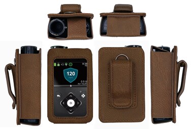 Fitted Leather Case with Screen Protector for Medtronic Minimed Insulin Pump (Minimed 630G / 640G / 650G / 670G / 770G / 780G) (Brown-A)