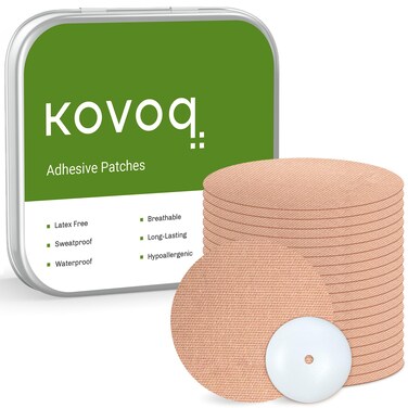 Freestyle Libre 3 Sensor Covers with Reusable Hardshell Cover by KOVOQ, 20-Pack Libre 3 Covers in Premium Tin Box, Waterproof and Skin-Friendly for 14 Days (TAN)