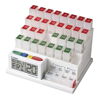 FSA HSA Eligible Monthly Pill Organizer System 4 Times a Day, 31 Day Pill Organizer Box with Talking Alarm Reminding System, Monthly Pill Box for Daily Medication, Gift for Mom, Dad, Elderly