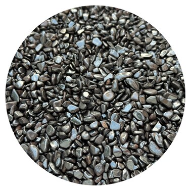 GAF TREASURES 0.5 Pound Natural Semi Tumbled Hematite Gemstone Chips, Hematite Crushed Mini Crystals, Undrilled Crystal Chips (Hematite Small)