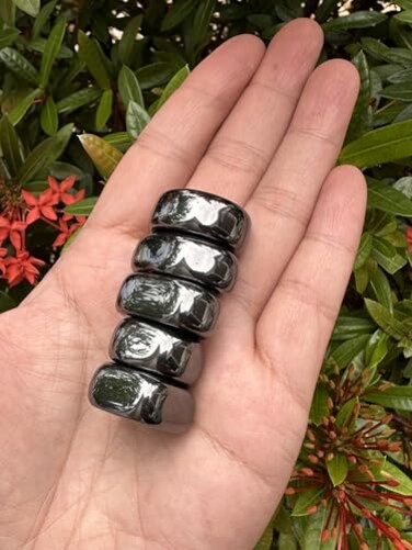 GAF TREASURES 5 Pcs Magnetic Hematite Tumbled Stones, Polished Natural Gemstone, Healing Crystals