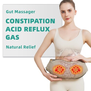 Gastrointestinal Relief Massager for Constipation, Bloating, Gas, Acid Reflux, Heartburn Relief for Women &amp; Men, Stool Softener Abdominal Massager with Dynamic Kneading &amp; Heating, Rechargeable Battery
