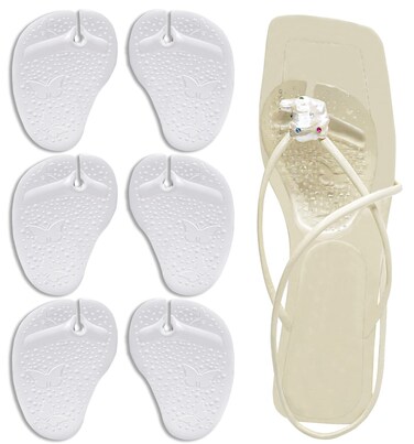 Gel Metatarsal Pads for Thong Sandals Flip-Flops, 3 Pairs Self-Adhesive Forefoot Pads, Anti-Slip Ball of Foot Cushion Insoles for Women and Men, All Day Pain Relief ( Transparent)