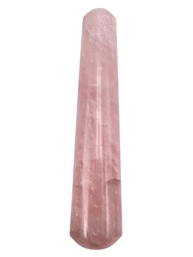 GEMSCITE Gemstone Rose Quartz Massage Wand - Rounded Picture Crystal Root Chakra Kundalini Yoga Activator Wand 4