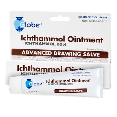 Globe Ichthammol Ointment 20% (Drawing Salve) 1 OZ - Soothing Skin Relief, Treatment of Eczema, Acne, Boils, Splinters, Bee Stings - Maximum Strength