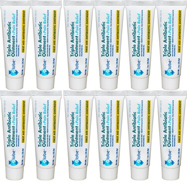 Globe Triple Antibiotic + Pain Relief Dual Action Ointment, 1 Oz   24 Hour Pain and Infection Protection (12- Value Pack) (12 Pack)