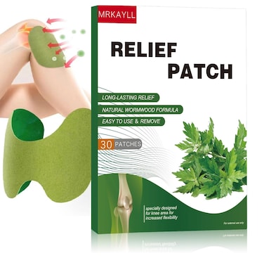 Glotao 30Pcs Herbal Knee Pain Relief Patches   Natural Wormwood Moxa Therapy for Joint &amp; Muscle   Long-Lasting 72-Hour Support (Neck, Back, Shoulder)   Green