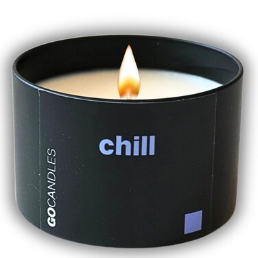 Go Candles Scented Candles, 100% Natural Candles, Luxury Candles, Candle Gift Set, Candles for Men (CHILL - Patchouli, Geranium, &amp; Clove, Single Candle)