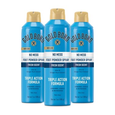 Gold Bond No Mess Talc-Free Foot Powder Spray, 7 oz., Fresh Scent, With a Triple Action Formula