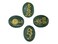Green Aventurine Crystal Reiki Stones with Engraved Symbols for Usui Reiki Healing, Set of 4 Pcs (Indian Handmade Reiki Gift Set)