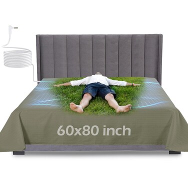 Grounding Mat for Bed, Grounding Sheets Blanket with Grounding Cord, Earthing Mat Grounding Pad, 95% Cotton+ 5% Silver Fiber (Green, 60x80inch)