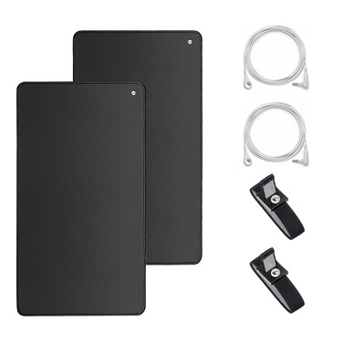 Grounding Mat Kit, 2 Pack Grounding Mat 10 x 26.7", Grounding Pad with 2 Grounding Cord and Wrist Strip for Sleep, Pain, Inflammation, Energy
