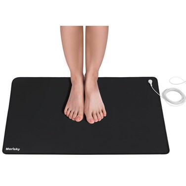 Grounding Mat, Grounding Pads for Feet Improved Sleep Energy Health, 24"x16" Upgraded Non-Slip Conductive Pad for Magnetic Therapy, Earth Connected Mats for Bed Desk Home Office