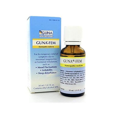 Guna Fem Homeopathic Medicine for Menstrual Cramps, Female Hormonal Imbalance, Mood Swings and Menstrual Irregularities - 1 Ounce