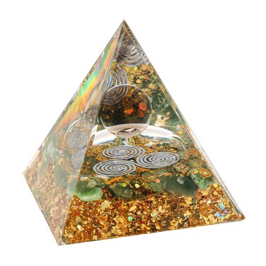 Halukakah Pyramids Crystals and Healing Stones Brown Crystal &amp; Jade Fengshui Orgonite Chakra Authentic Gemstone Reiki 2" Ornament