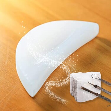 Halukakah Selenite Bowl from Moroccan - Portable Moon-Shaped Mini Plate 3.5"(9cm) for Charging and Cleansing Crystals &amp; Healing Stones on the Go