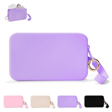 Hand Sanitizer Spray Case Compatible with T0uch-land, Silicone Hand Sanitizer Holder Bag with Ring Buckle, Zippered Pouch for Glow Mist and Power Mist (Purple)