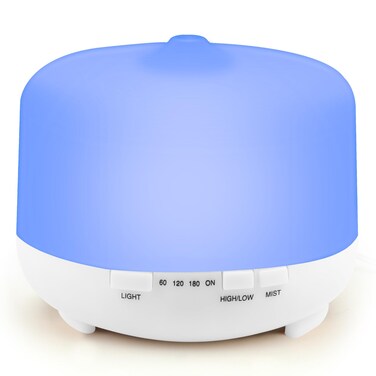 HAPPTWS 500ml Essential Oil Diffuser - Cold Mist humidifier with 4 timers and 7 Color Settings, no Water auto Shut Off,Suitable for Room/Yoga Room/Office (White)