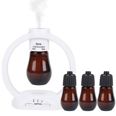 HAPPTWS Waterless Essential Oil Diffuser - 3 Time Settings, Adjustable Mist, Rechargeable &amp; Portable - Ideal for Bedroom, Yoga Room, Office - White