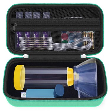 Hard Travel Case for Asthma Inhaler, Inhaler Spacer for Kids and Adults, Masks, Inhaler Holder Asthma Portable Carrying Bag Storage Organizer with Mesh Pocket for Medicine, Green (CASE ONLY)