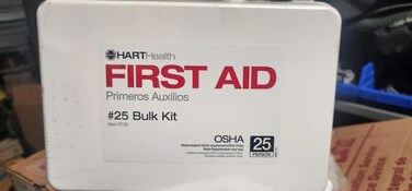 Hart Health #25 Bulk First Aid Kit, OSHA Standards, HART, for up to 25 People, Polypropylene Box, White