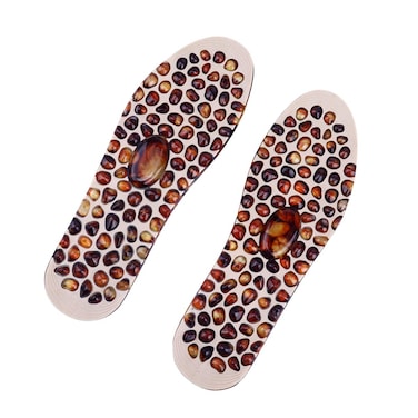 Healifty 1 Pair Massaging Insoles Cobblestone Reflexology Acupressure Insoles Foot Massager Shoe Insoles Inserts for Men Light Brown
