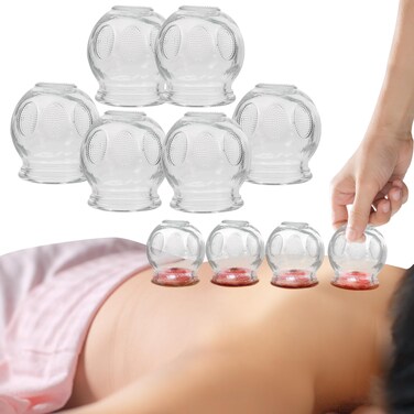 Healifty 6Pcs Cupping Therapy Sets: Glass Fire Thick Glass Cupping Set Chinese Acupoint Vacuum Cupping Therapy for Massage Back Relieve Fatigue (No. 1)