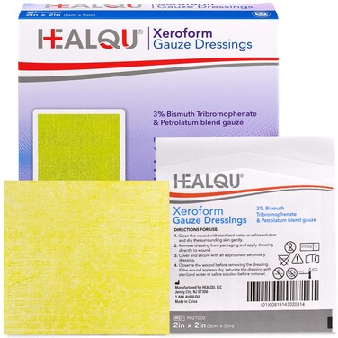 HEALQU Medical Xeroform Petrolatum Dressing 2x2-25 Count - Non-Adherent Gauze Pad for Low Exudating Wounds - Soft Mesh Gauze Patch Sterile for Wound Care Lacerations, Burns &amp; Skin Grafts