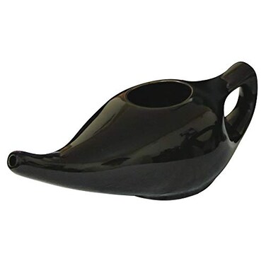 Healthcare Leak Proof Durable Porcelain Ceramic Neti Pot Hold 230 Ml Water Comfortable Grip   Microwave and Dishwasher Safe eco Friendly Natural Treatment for Sinus and Congestion (Black)