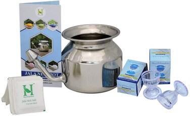 HealthGoodsIn Stainless Steel Neti Pot + Eye Wash Cups (Set of 2) - Combo Ultra Saver Pack
