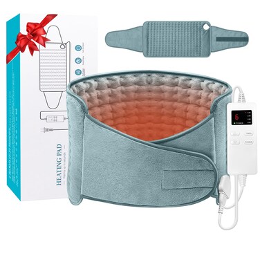 Heating Pad for Back Pain and Cramps Relief, Menstrual Heating Pad for Period Cramps with 4 Timer Auto Shut Off &amp; 6 Heat Setting, Large Electric Heat Pad with Belt, Dry &amp; Moist Therapy (12"x24"+20'')