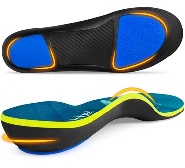 Heavy Duty High Arch Support Insoles, 220+lbs, Unisex-Adults, Polyurethane (PU) and Ethylene Vinyl Acetate (EVA), Arch Support Insole, 280MM