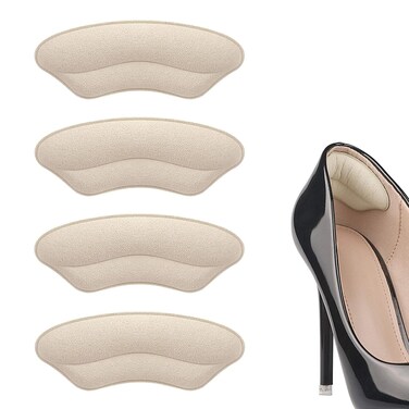Heel Grips Liner - Heel Protectors &amp; Cushions for Shoes, Pain Relief &amp; Size Adjustment (Light Apricot, 2 Pairs)