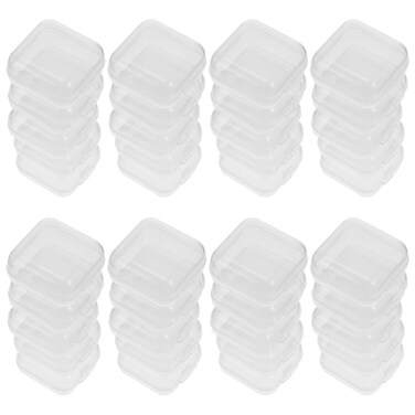 Hemoton 100pcs Clear Storage Boxes Empty Storage Holder Square Mini Clear Box Plastic Small Box Pill Case Medicine Contains for Jewelry Earplugs Bead Storage Organizer Clear