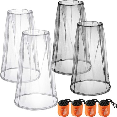 Hestya 4 Pack Mosquito Face Mesh Net Protecting Net for Outdoor Hiking Camping Climbing Mosquito Fly Insects Preventing (Black, Gray)
