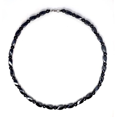 Hion Magnetic Therapy Necklace Hematite Necklace Black Obsidian Magnetic Necklace