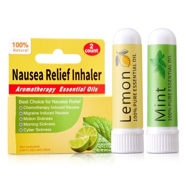 Hion Nausea Relief Inhaler-Lemon and Mint, 100% Natural Essential Oils Inhalers